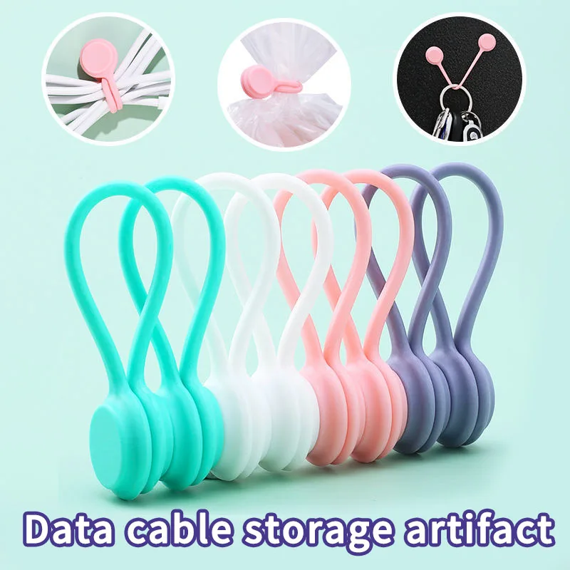 

Cable Organizer Soft Silicone Magnetic For Cable Protection Phone Wire Earphone Storage Ties Holder Clips Winder Cord Portable