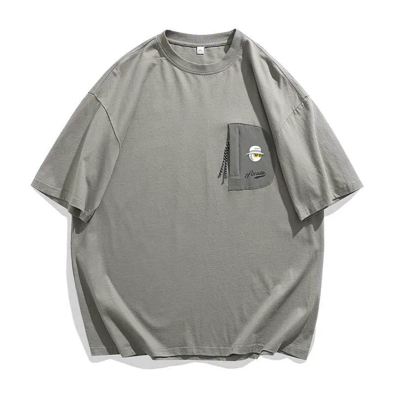 2023 New Men's T-shirt Golf Malbon O-neck Design Men Tshirt Casual Fitting Retro 100% Cotton Breathable Solid Color Shirt Male