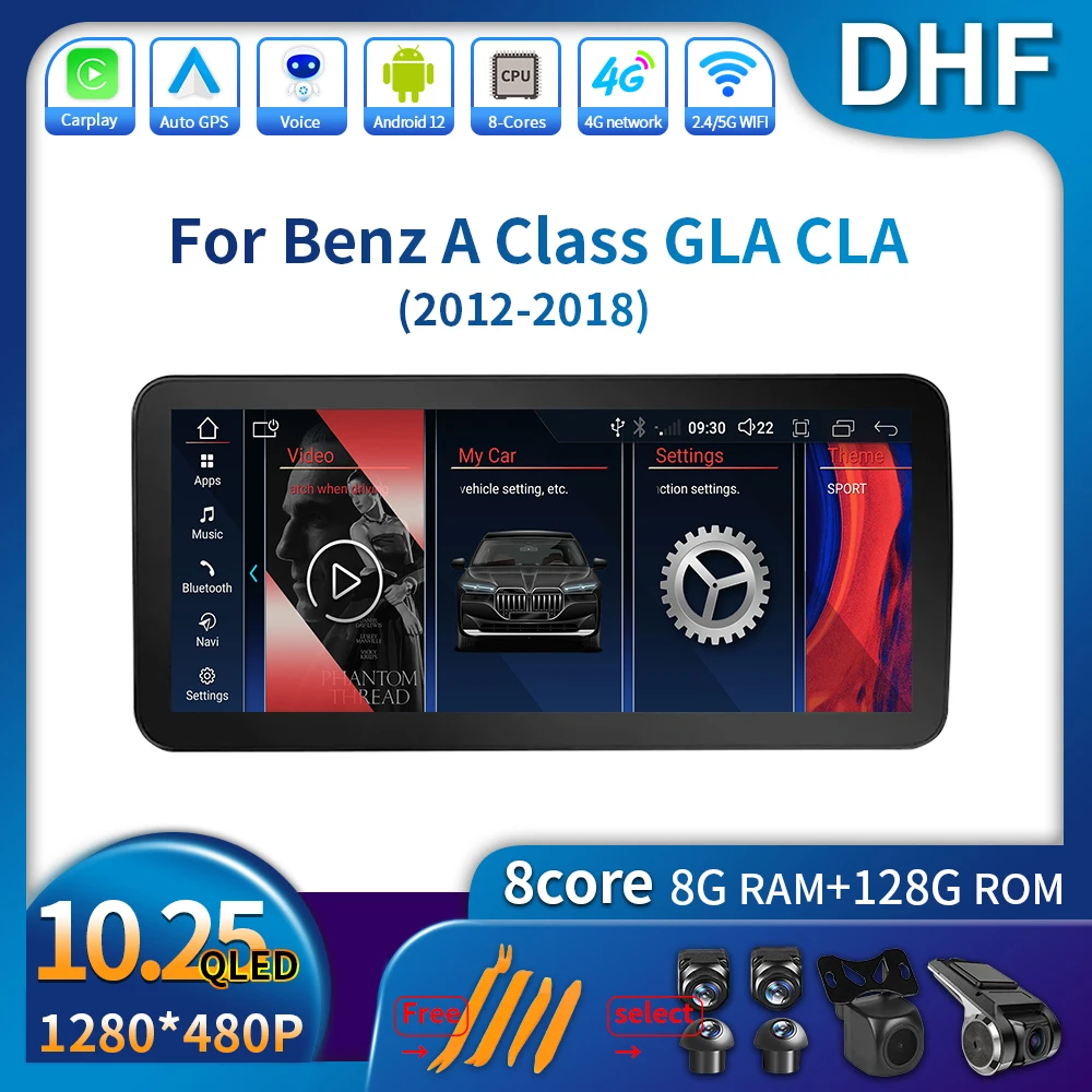 

10.25" Android 12 Auto Car Radio For Mercedes Benz A Class GLA CLA 2012 - 2018 Carplay Intelligent Automotive Multimedia Player