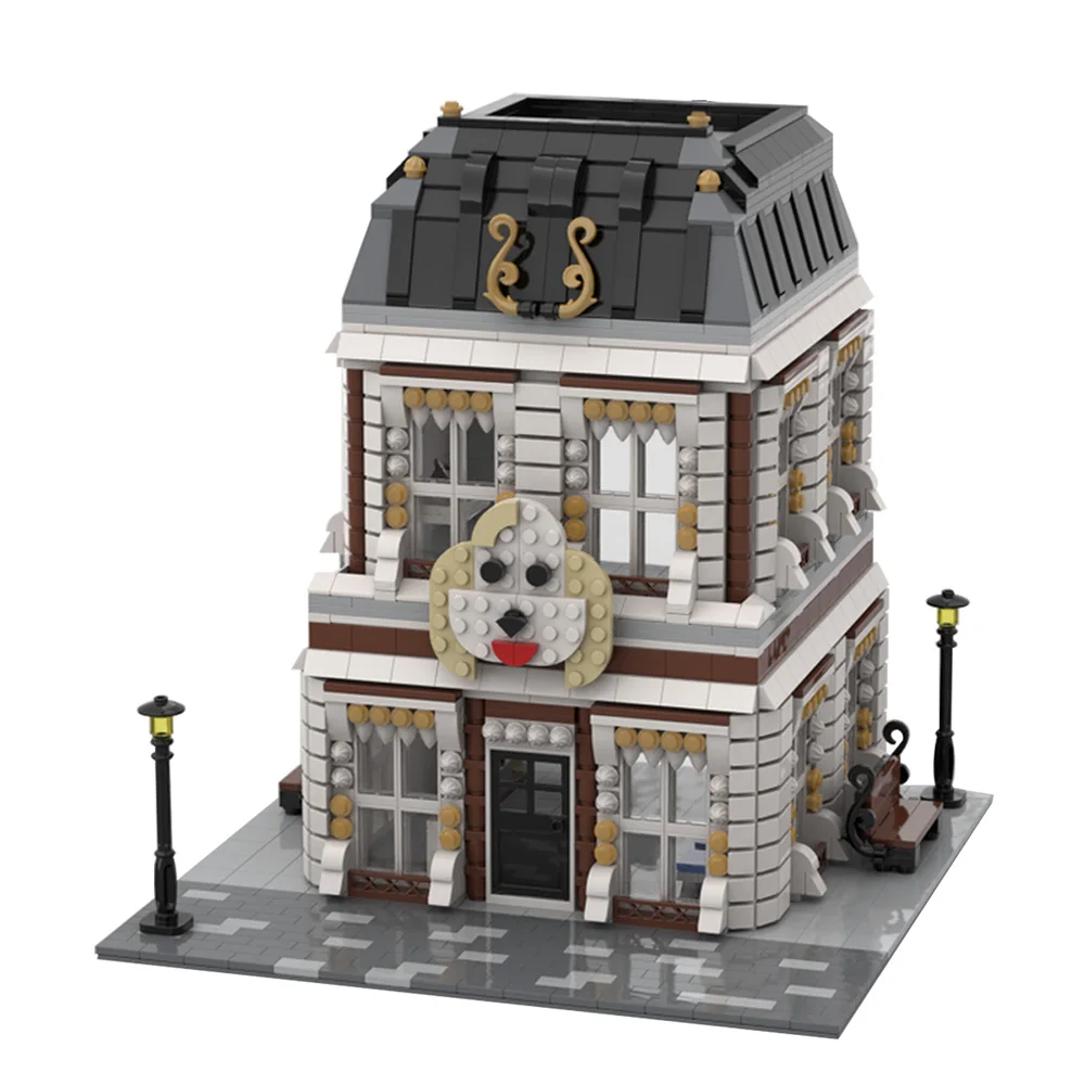 

MOC-39730 Vet Point House Building Blocks Set Architecture Pet Shop Bricks Edifice Hut Toys For Children Birthday Gifts