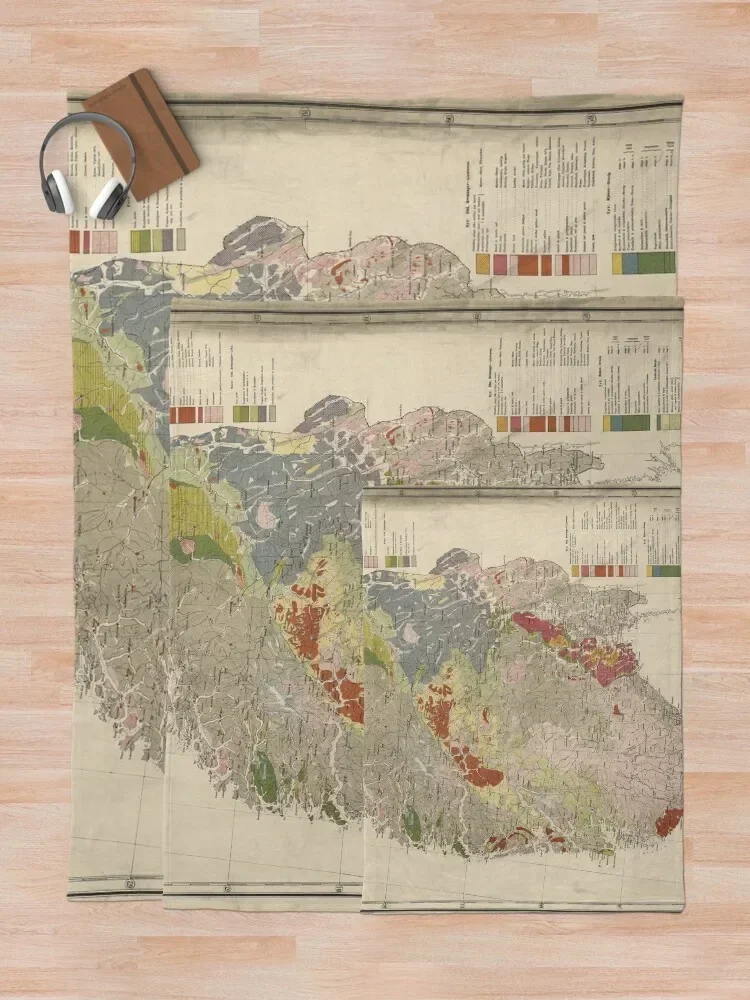 Винтажное геологическое одеяло с картой Норвегии (1878) модные роскошные брендовые