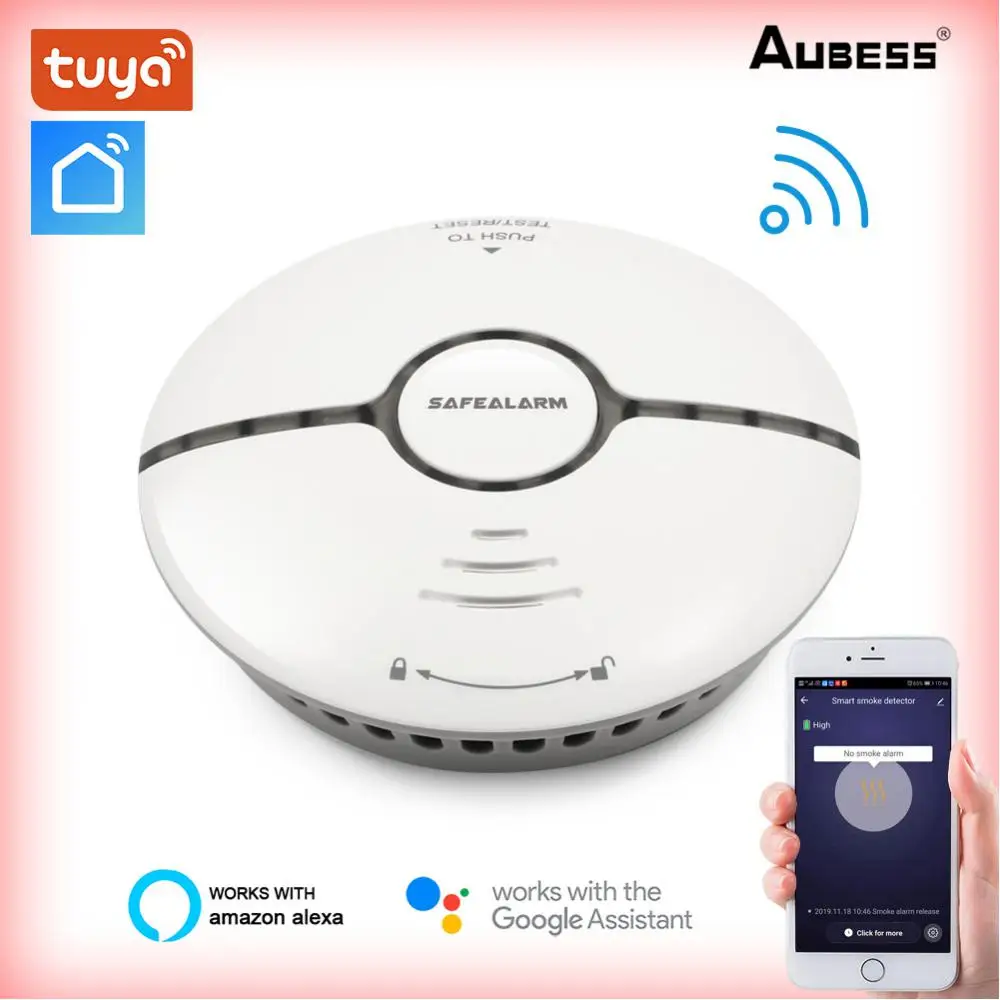 

Tuya WiFi Smoke Alarm Fire Protection 85dB Smoke Detector Smokehouse Combination Fire Alarm Home Security System Firefighters