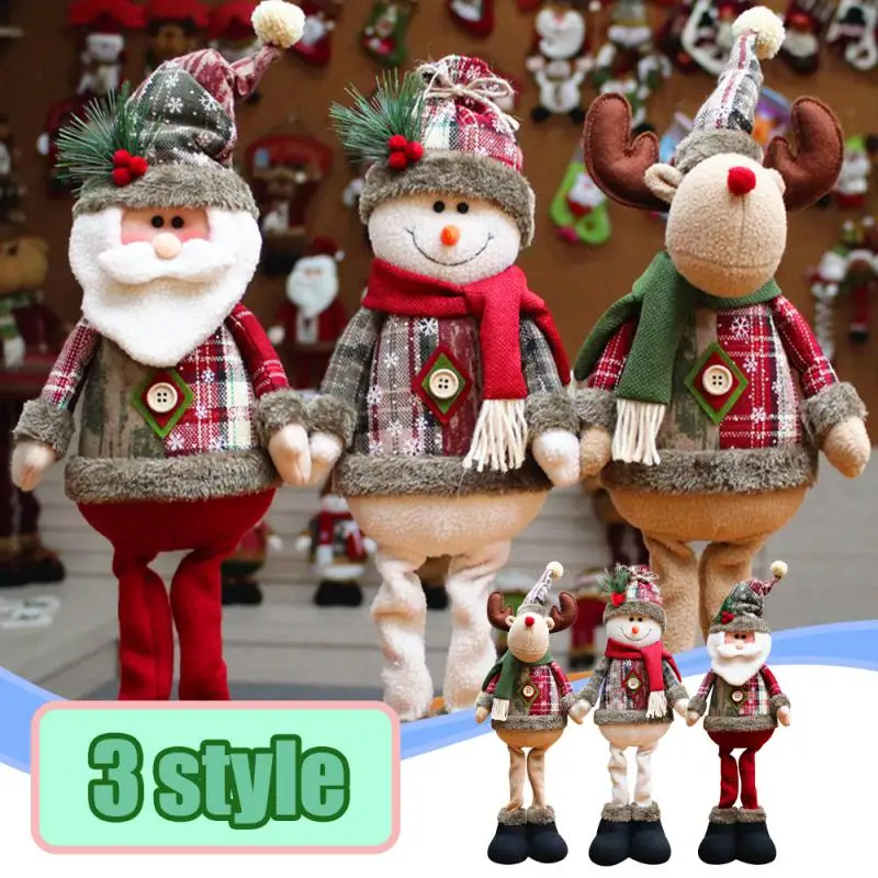 

Рождественские куклы, декор для елки, Новогоднее украшение, олень, снеговик, Санта, Настольная подстилка, украшение для дома, искусственное украшение