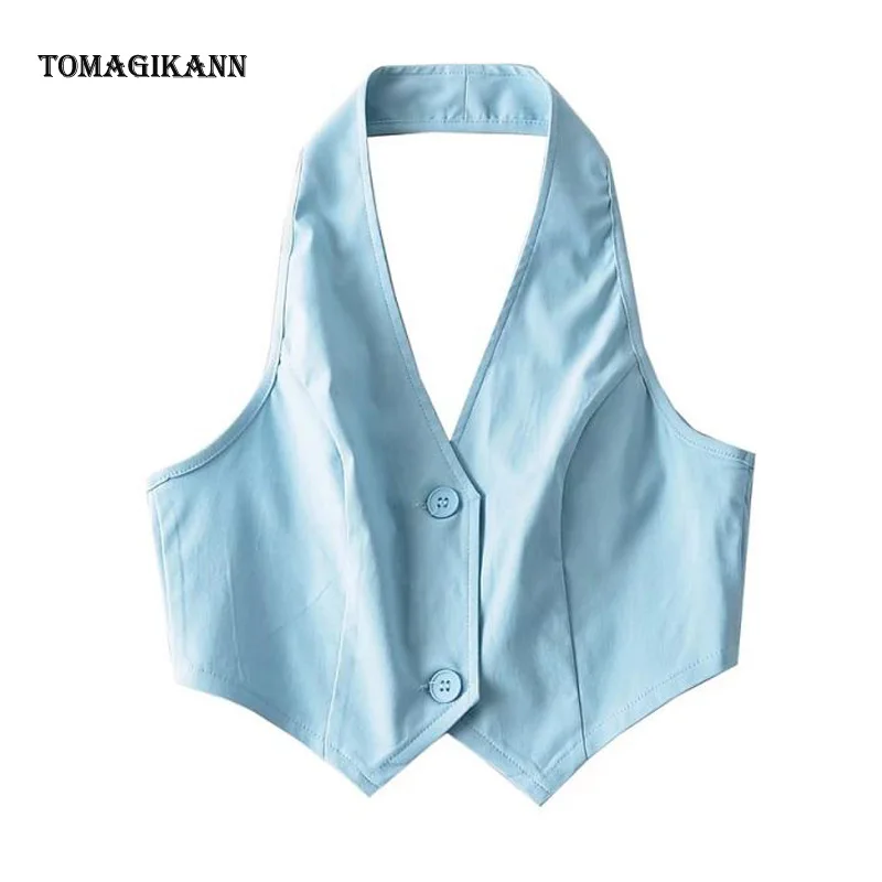 

Женский короткий костюм, жилет, модный однотонный деловой жилет с отложным воротником, офисные женские укороченные топы, деловая Рабочая одежда