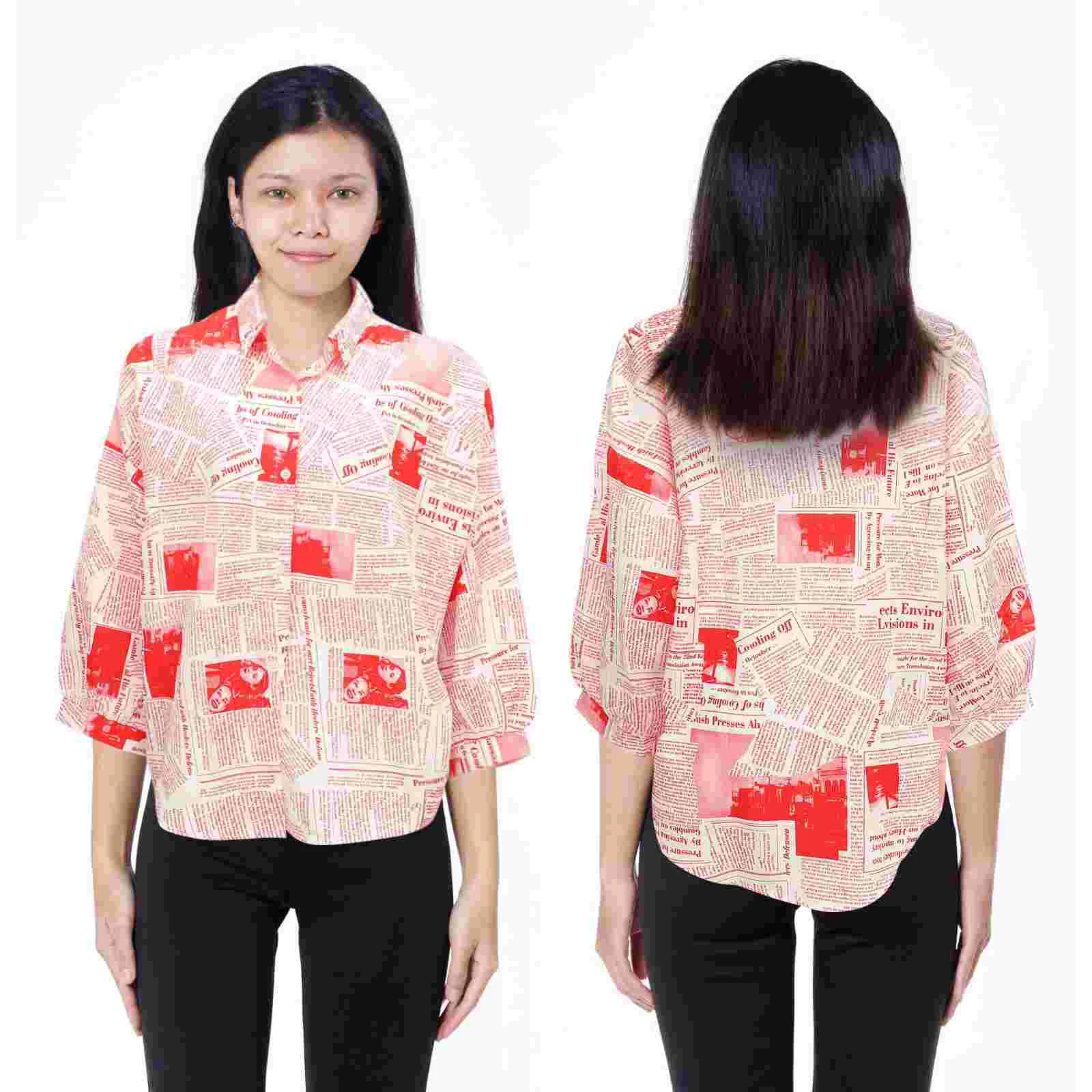 Газетная рубашка женские рубашки на пуговицах для лацканов летние платья топы