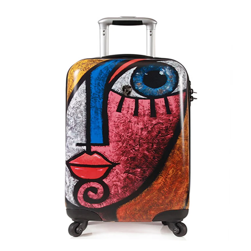 

Abstract art! Famous brand 20 inch rolling luggage original fashion trolley suitcase carry on travel luggage luxury valise