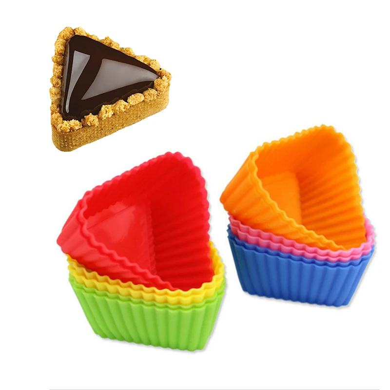 

6PCS Muffin Cupcake Moulds Silicone Cupcake Mold Fondant Pan 3D Triangle Shape Kitchen Baking Pastry Tools Cake Decorating Tools