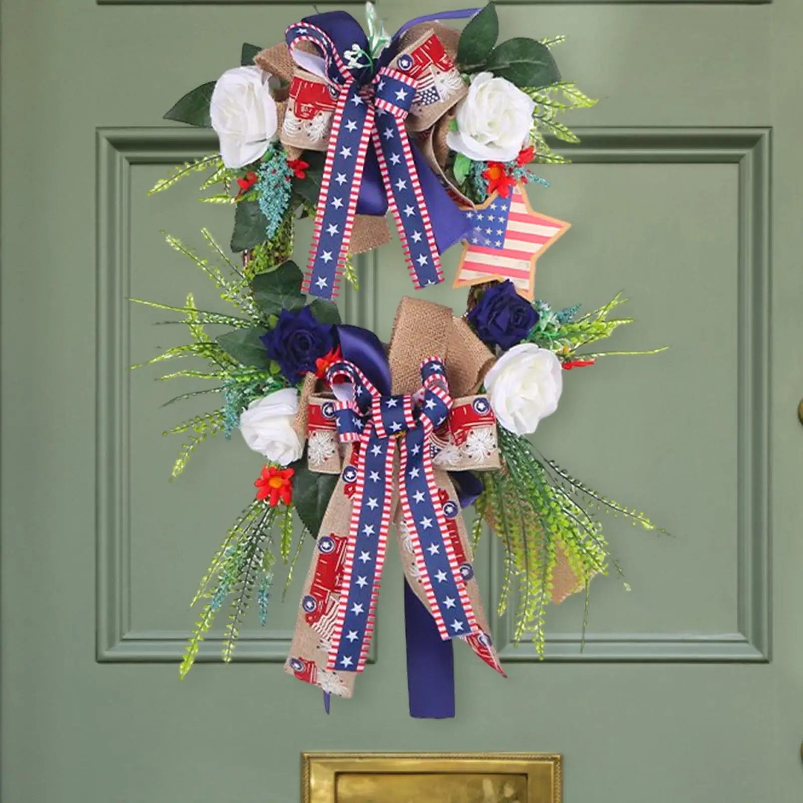 

American Independence Day Wreath Hanging Memorial Day Wreath 4TH of July Wreath for Indoor Outdoor Front Door Home Office Porch