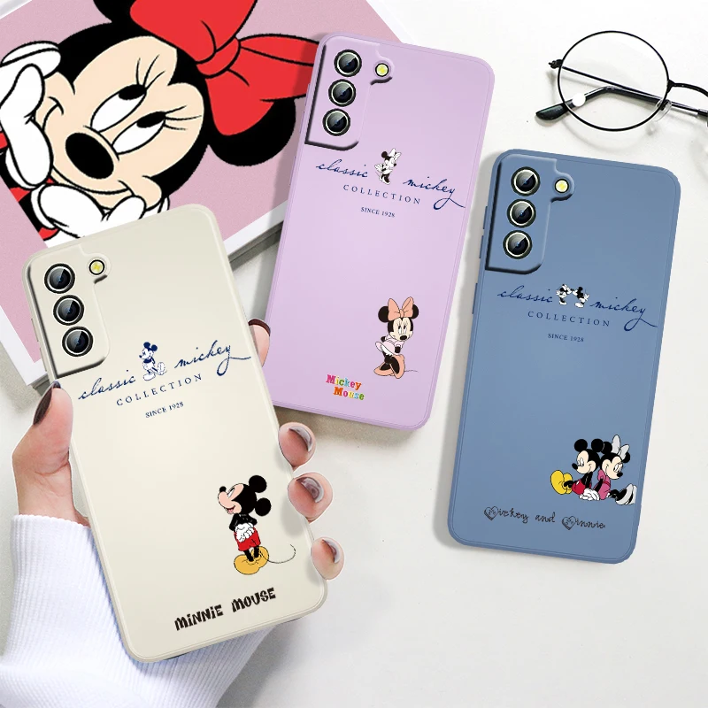 Disney Minnie Mickey Love For Samsung Galaxy S22 S21 S20 FE S10 Note 20 10 Ultra Lite Plus Liquid Soft TPU Phone Case Capa