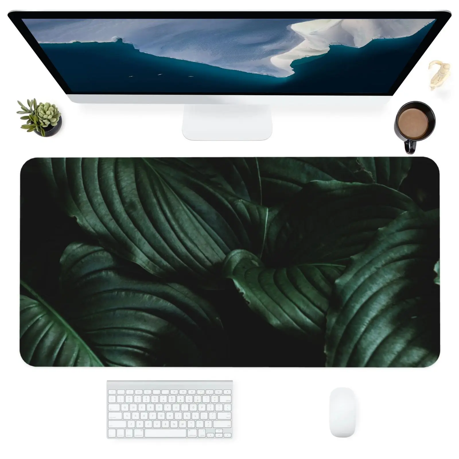 

MousePad Computer Office Supplies Accessories Square Dustproof Customized Mat Desk Green leaves Tree leaves Algae MousePad Gift