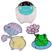 c2929 cute animal frog enamel pins cartoon lotus leaf brooch fashion lapel pin badges backpack accessories jewelry gifts