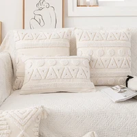 cushion cover 45x45cm30x50cm geometric pattern ivory tufted cotton pillow cover for home decoration sofa room bedroom