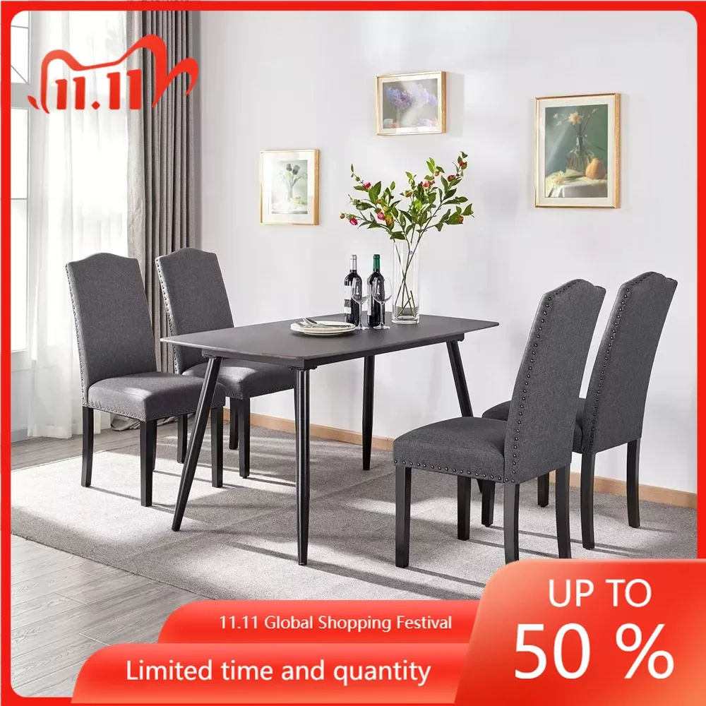 

Стулья для гостиной, обеденный стол, темно-серый, 6 шт.