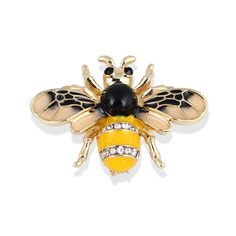 

Honeybee Bee Yellow Enamel Small Cute Brooch Pin Gold Clear Crystal Lapel Pins for Clothes Collar Dress Scarf Bag Decoration