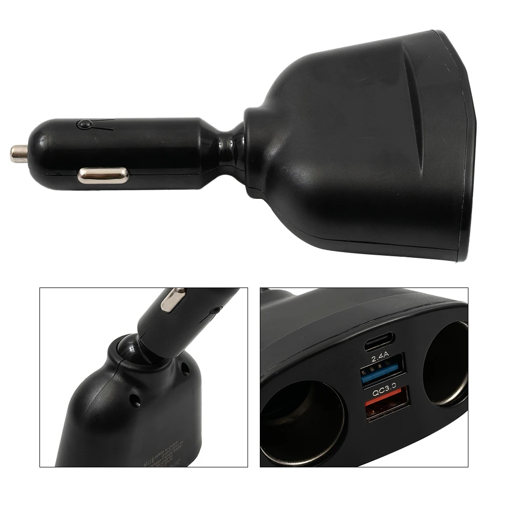 

120W 12V/24V 3 Ports USB Car Charger Fast Charging Quick Charge Type-C+QC3.0+2.4A Car Phone Charger Cigarette Lighter Adapter