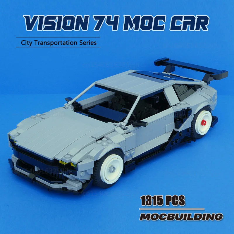 

Конструктор MOC City Speed автомобиль, конструктор в масштабе 1:16, Vision 74, технология, кирпичи «сделай сам», Сборная модель, креативные игрушки с дисплеем, подарки