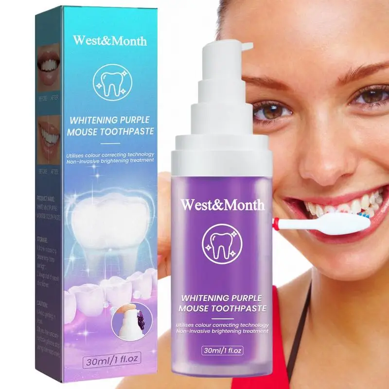

Teeth Whitening Toothpaste Whitening Purple Mousse Toothpaste Intensive Stain Removal Toothpaste Quickly Removes Tough Stains &