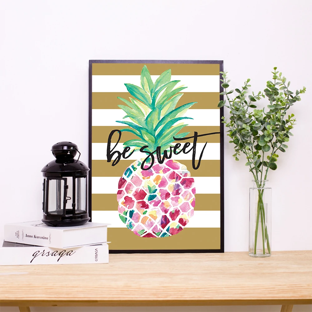 Современные скандинавские художественные плакаты и принты в виде ананасов, настенные картины, Картина на холсте, детские настенные картины, креативное украшение для дома