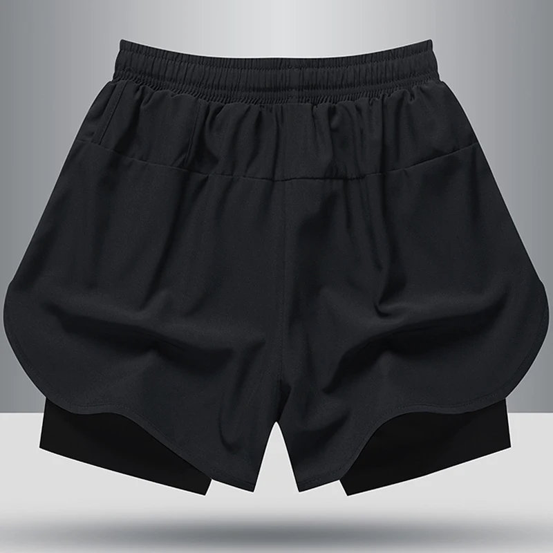 Outdoor Wear Shorts Men Sport Marathon Training 2 In 1 Double Lay Breathable Gym Jogger Fitness Workout Athletic Shorts