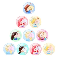 disney q version princess blowing bubbles 12mm15mm16mm photo cute girl glass cabochon dome flat back diy jewelry for friends