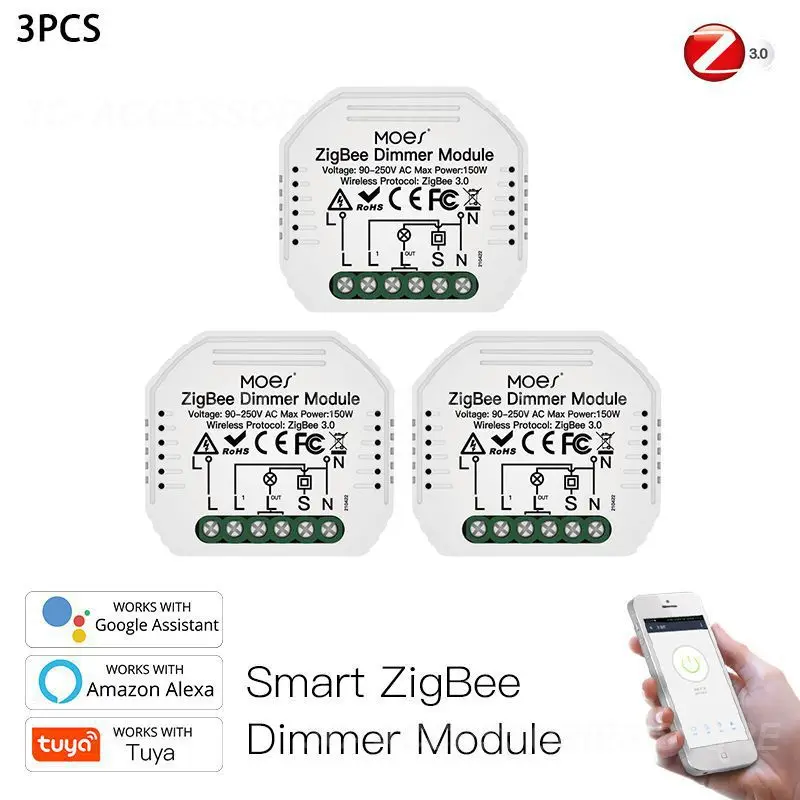 

1/2 Way Tuya Switch Mini Zigbee Dimmer Module Voice Control Smart Switch Smart Home Switch