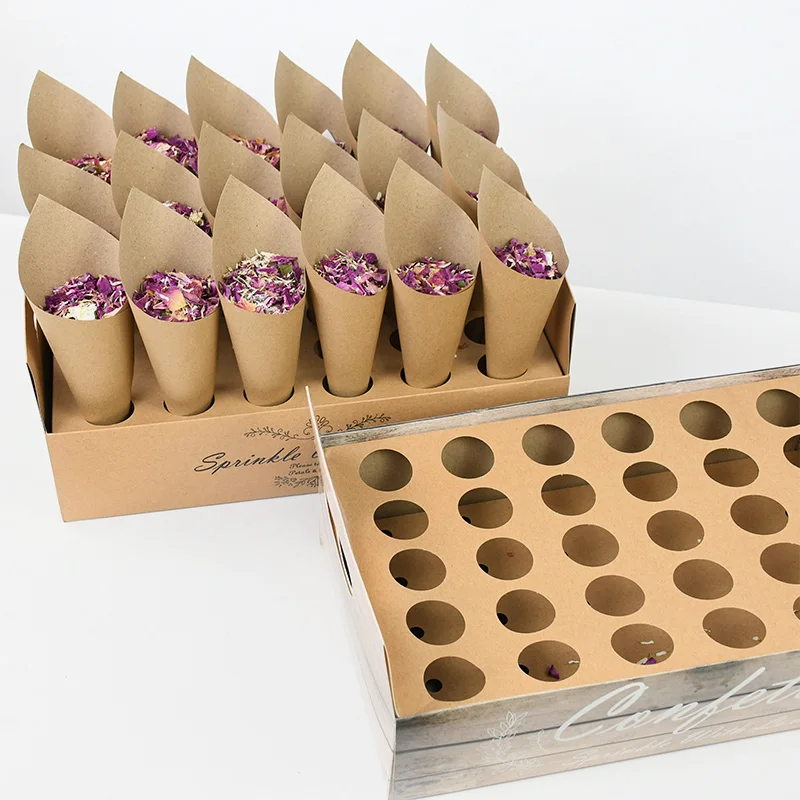 

1/30Pcs Wedding Supplies Crushed Confetti Cone Frame Holder with 30 Holes/Paper Tubes For Rose Petals Party Desktop Decoration