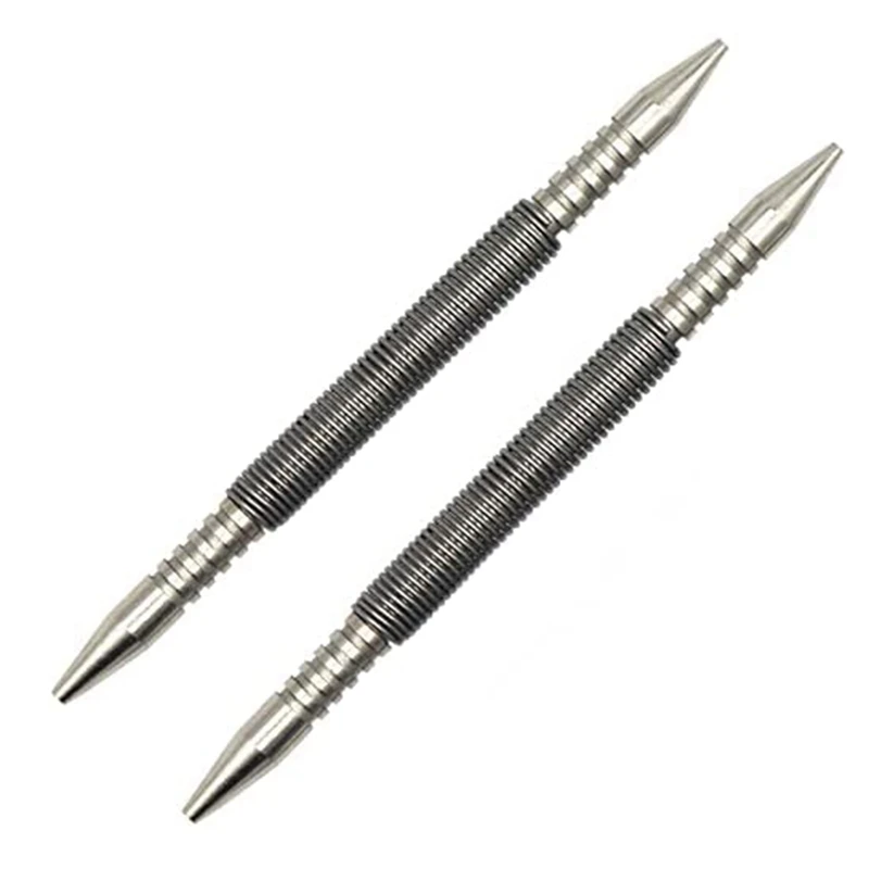 

2-Piece Dual Head Combo Nail Setter, Double Ended 3/32 Inch & 1/8 Inch Spring Nail Set, Hammerless Nail Set Punch