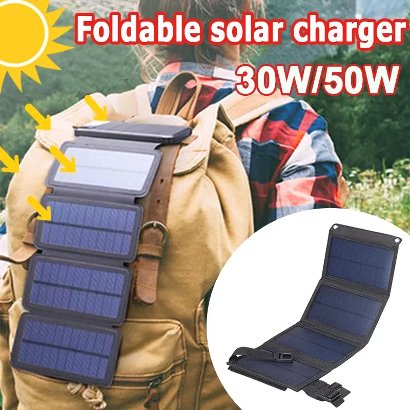 

2023New Outdoor Travel Portable Solar Charger for Phone Battery Hiking Camping USB 5V Solar Panel Emergency Portable Power Cell