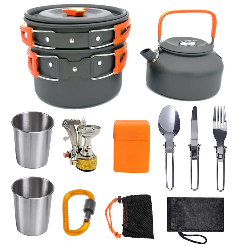

New Outdoor Boiler Head Teapot With Cup Combination Portable Camping Cookware Stoves Equipped With Outdoor Supplies Picnic Tools
