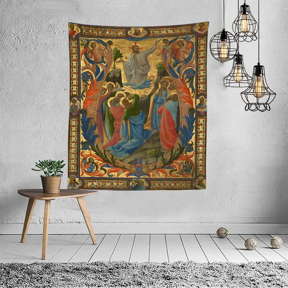 Настенный гобелен с изображением Христа в небесах четырьмя святыми и донором