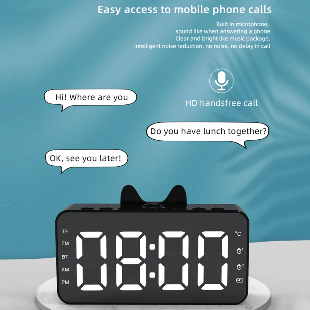 Зеркальный будильник HIFI беспроводной держатель для телефона регулируемая