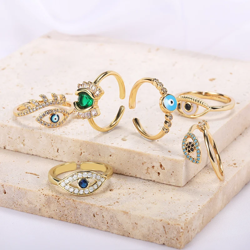 Очаровательные кольца с голубым турецким глазом для женщин ювелирные изделия на