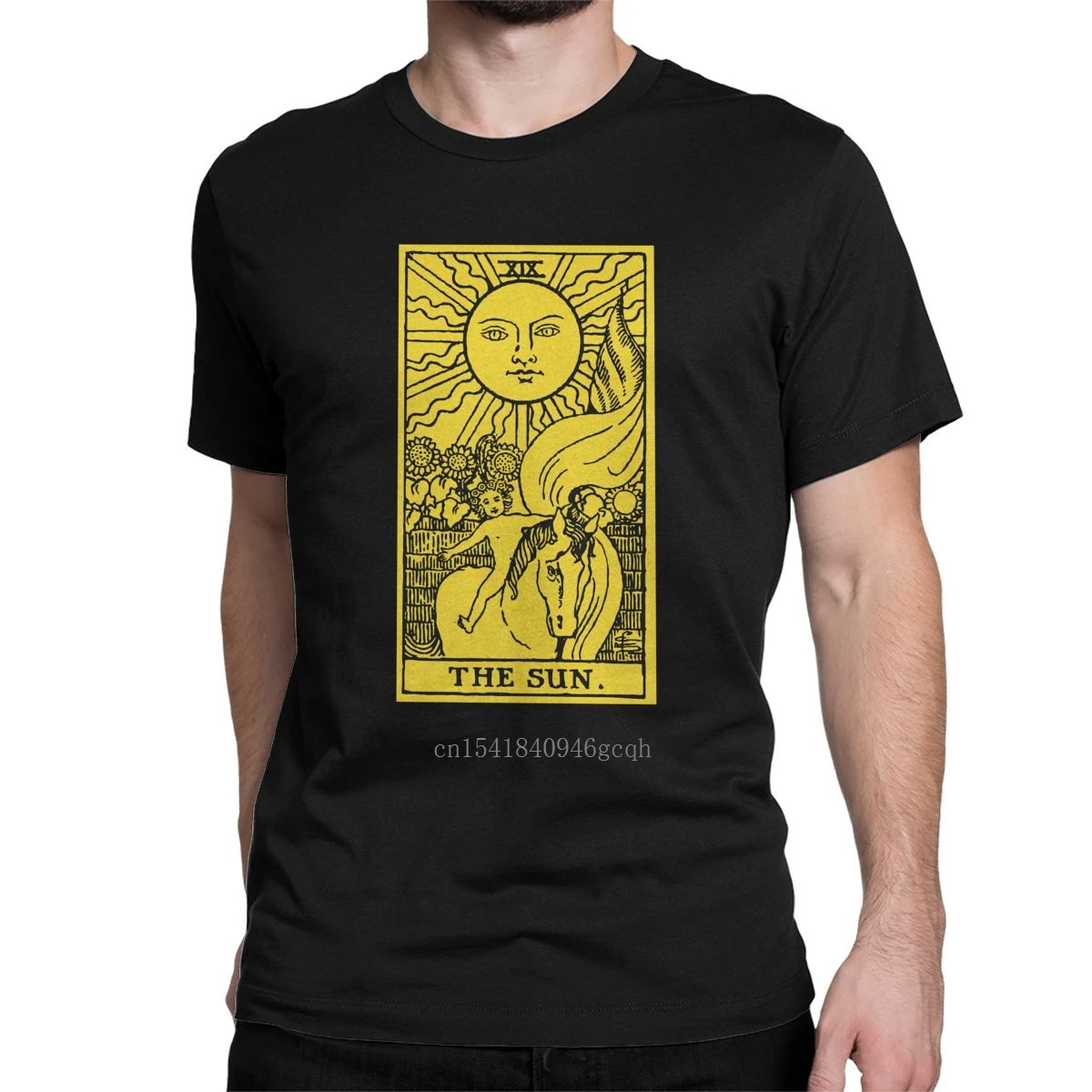 

The Sun Tarot Card Men T Shirt Fortune Telling Crazy Tees Short Sleeve Round Neck T-Shirts Pure Cotton Big Size Clothing