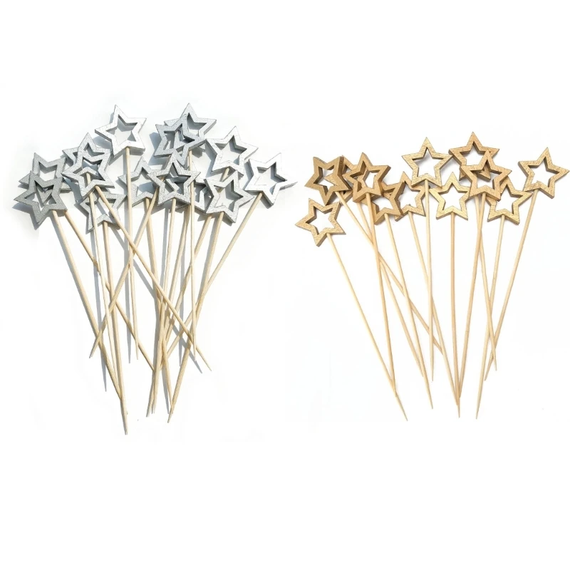 

Bamboos Sticks Pentagram Skewer for Burgers Sausage Kabob Chocolate Candy