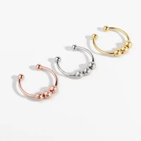 new fashion lucky creative finger rings movable and rotating beads connected matte copper ring accessories for men women gifts