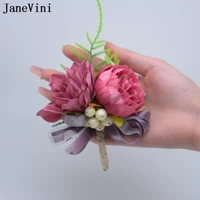 janevini rose red groom boutonnieres wedding brooch buttonhole artificial flowers for bridesmaids corsage wristband broche novia