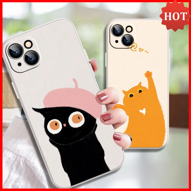 

Weird Cartoon Cat iPhone Case For iPhone 13 11 12 Xr 12 8 2020 ProMax Plus 7 Xs SE X 6 Max Mini XR 6s Covers Protective Sticker