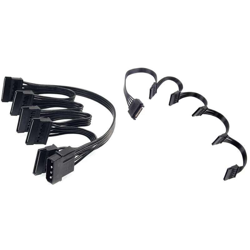 

15 Pin SATA Power Extension Hard Drive Cable With 4Pin IDE To 5-Port Power Supply Cable,For Hard Drive HDD SSD PC
