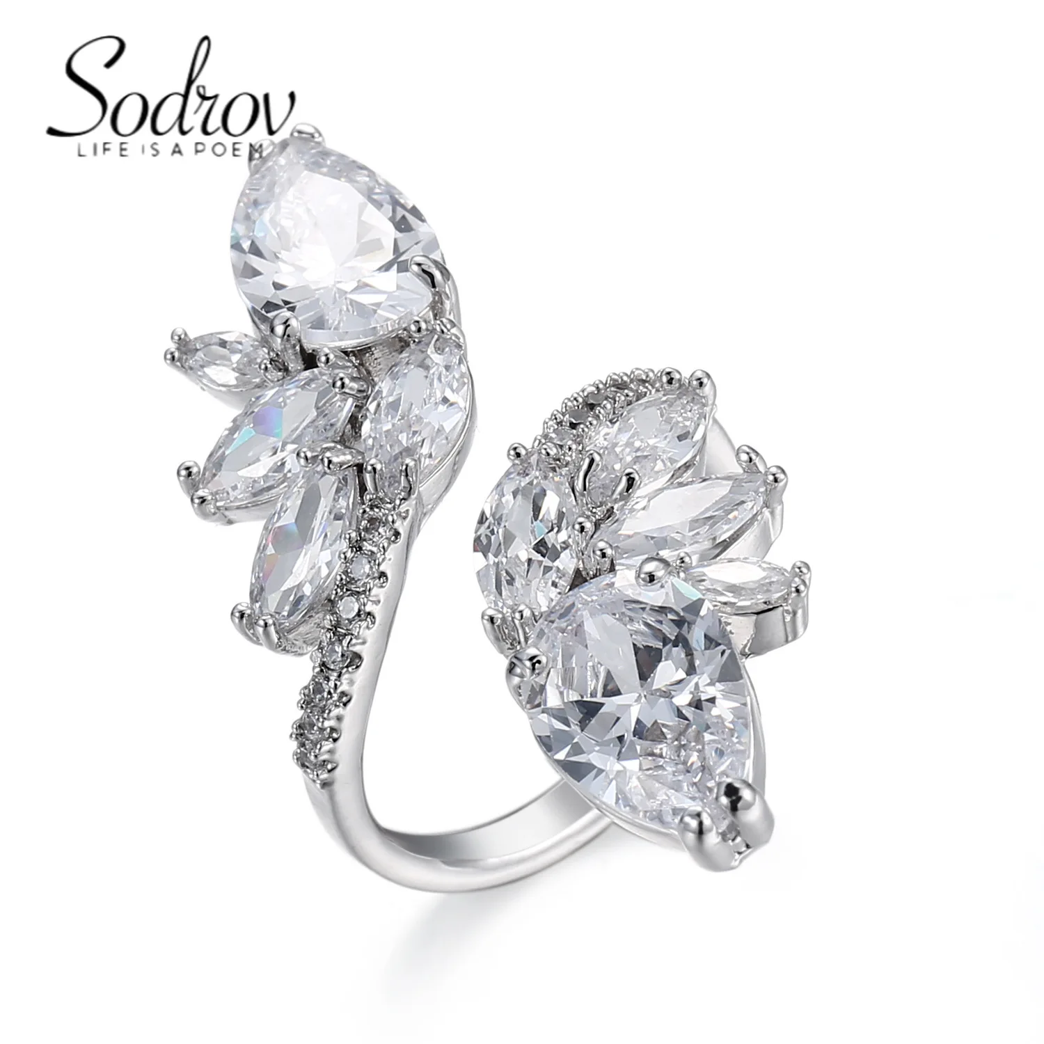 

Роскошные ювелирные изделия SODROV открытые регулируемые циркониевые кольца маркиза для женщин