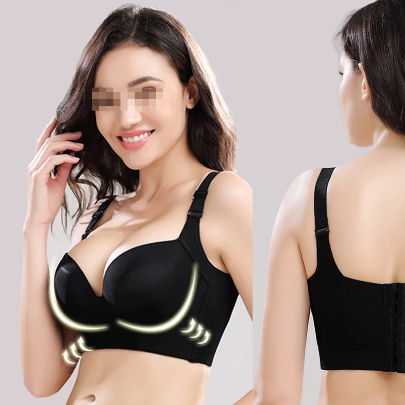 

Push Up Bras Women Deep Cup Bra Hide Back Fat Underwear Shaper Incorporated Full Back Coverage Lingerie 7 Hook Bra Lingerie