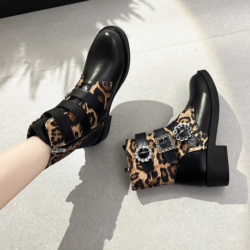 Women Boot Leather Mid Heel Women Shoes Boots Woman Booties Vintage Ethic Shoe Chaussures Femme Zapatos Mujer Sapato 2022