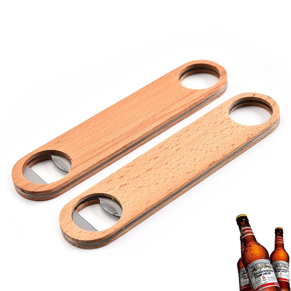 

10pcs Heavy Duty Wood Handle Flat Beer Bottle Opener for Kitchen Bar or Restaurant Wedding Party