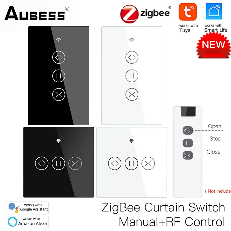 

Умный выключатель для штор Tuya ZigBee 3,0, пульт дистанционного управления, жалюзи, роликовый затвор двигателя, RF App таймер, работает с Alexa Google Home