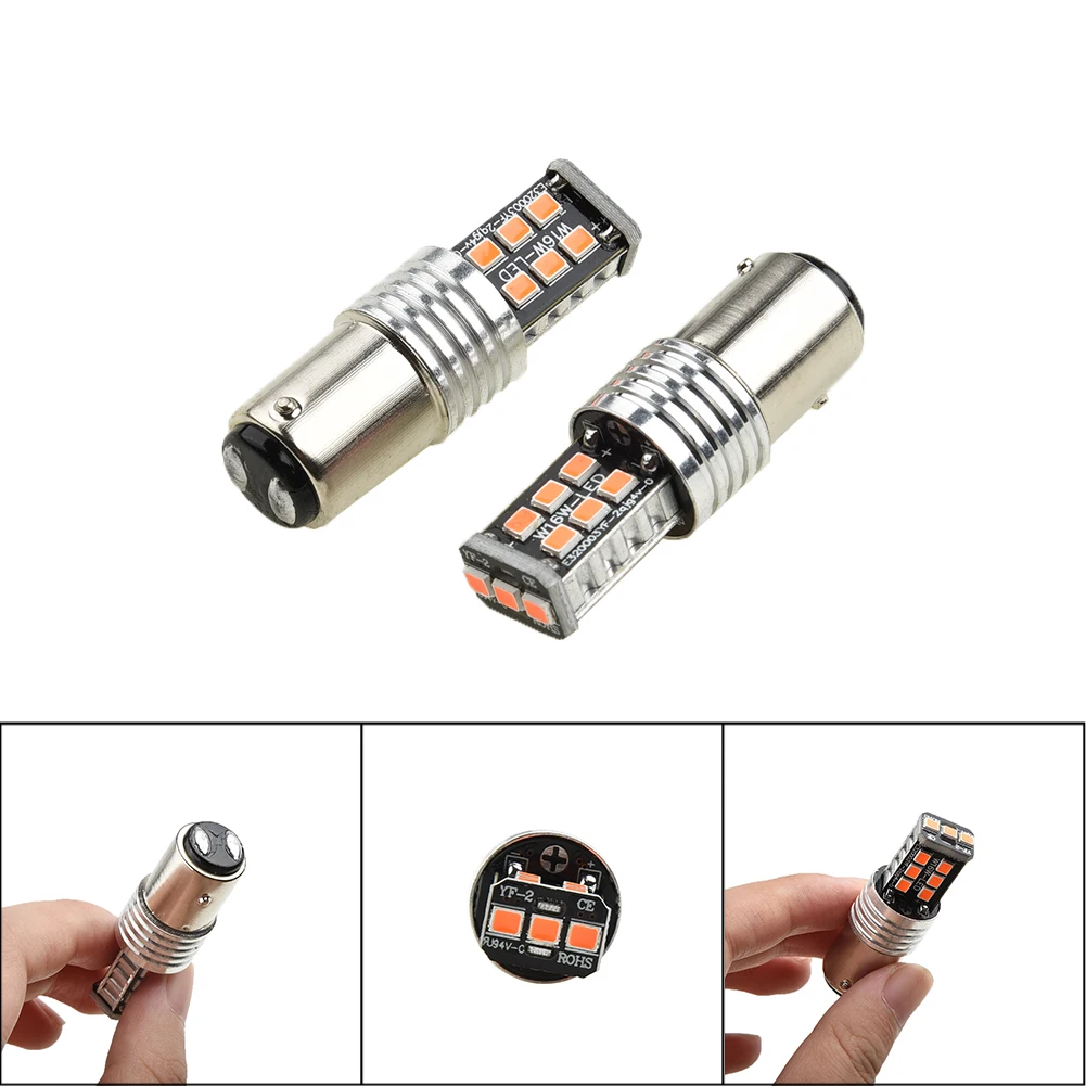 

Set 12V 15 LED 2835 15W Car Aluminum Canbus for BAY15D 2pcs 1157 Kit Durable Stop Part Replace 2x Bright Hot Stock