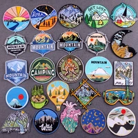 mountain adventure patches for clothing stickers diy travel badges camping embroidery patch iron on patches on clothes stripes