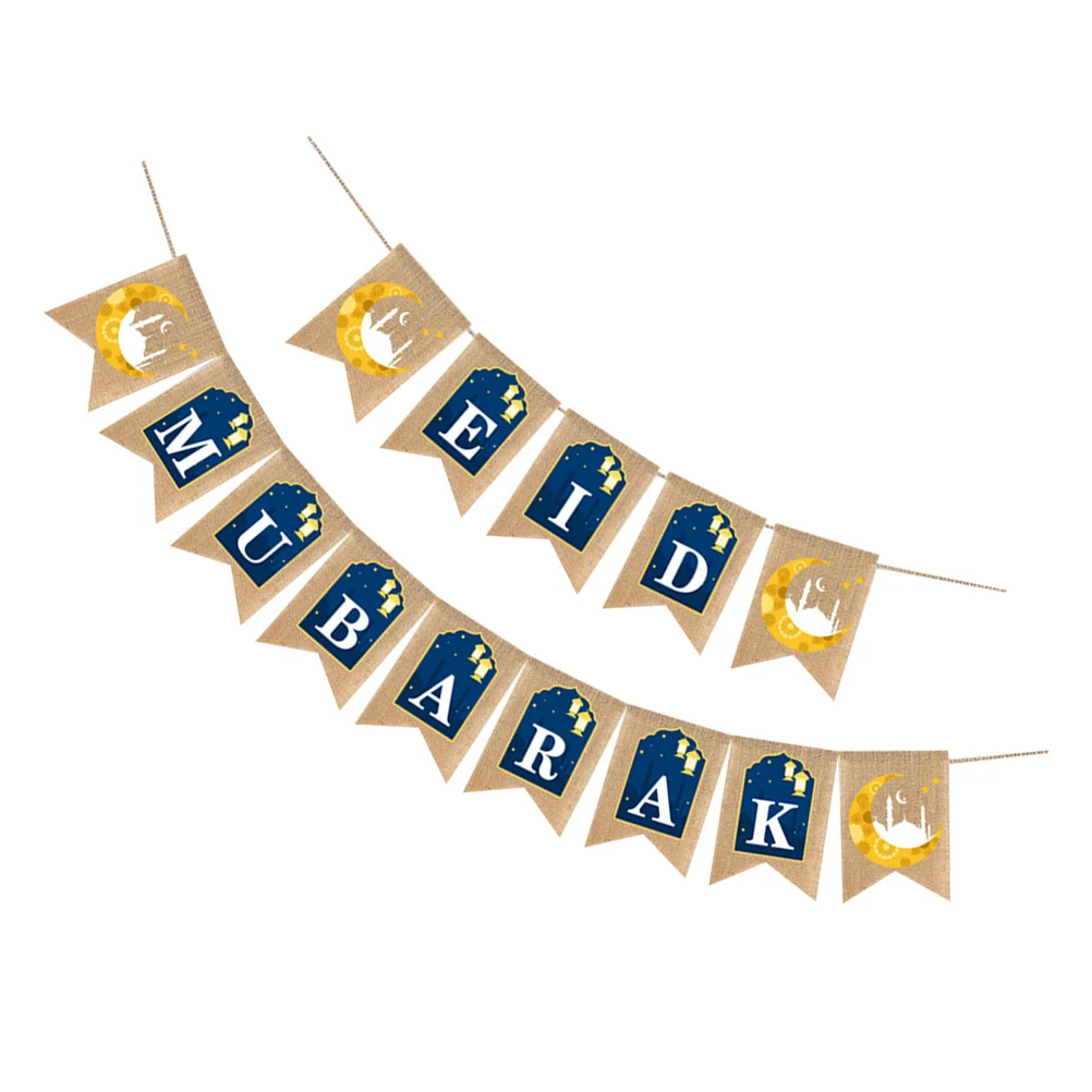 

1 Pair Banner Decorative Festive Fashion Lightweight Hanging Banner Hanging Garland Linen Bunting for Party