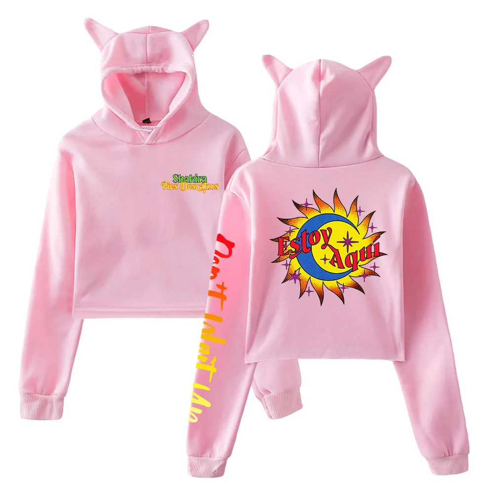 

Новинка 2022, пуловер Shakira Merch, укороченная толстовка с котом, укороченный топ, женские толстовки 2022 года, кавайная одежда Pop Songwriter в стиле Харад...