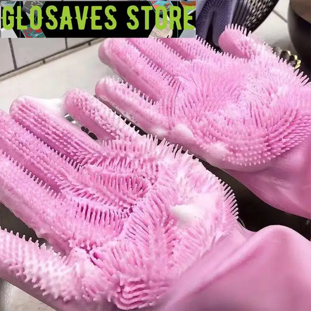 

2pcs Silicone Cleaning Gloves Multifunction Magic Silicone Dish Washing Gloves For Kitchen Household Silicone Washing