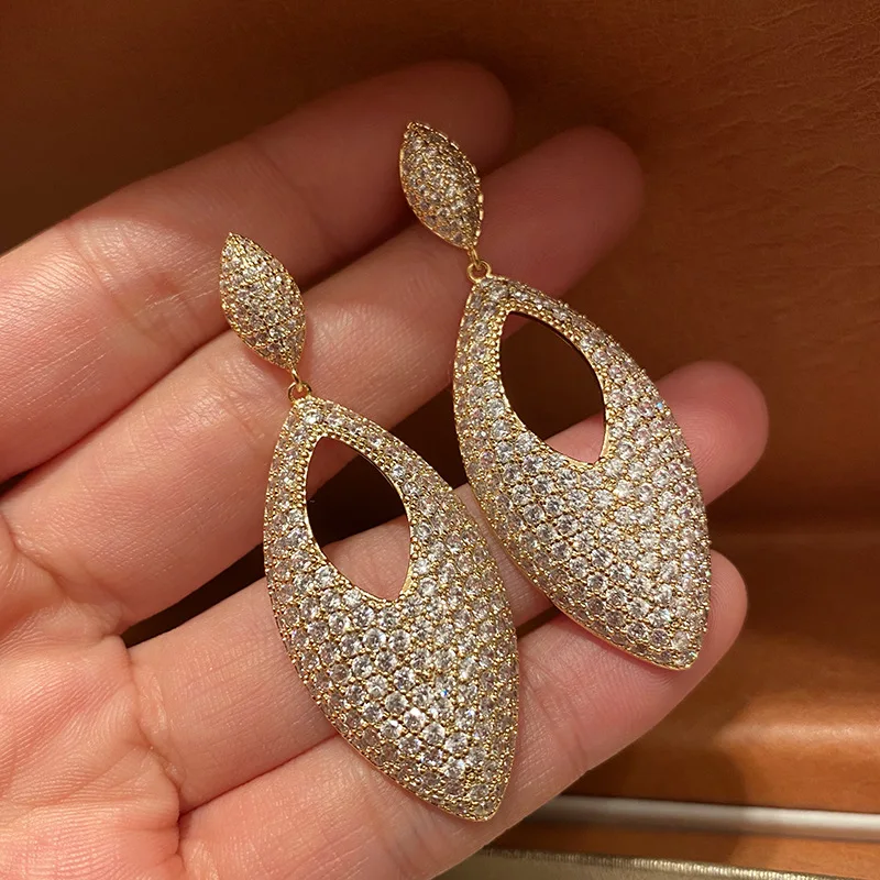 

Indian Luxury Zircon Pendant Earring for Women Trend Africa Dubai Anniversary Party Dress Boutique Jewelry boucle oreille femme