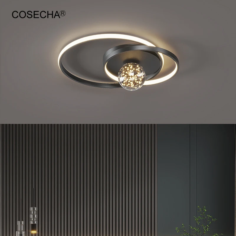 

Золотая потолочная лампа для спальни, черная лампа с регулируемой яркостью, светильник на потолок с дистанционным управлением 49 Вт для гост...